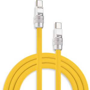 chubbycable Chubby 2.0 USB C 240W Fast Charging Cable Silicone Soft Durable USB C Cable Extra Thick Charger Cord Compatible with iPhone 17-15 Series iPad, Yellow, Type-C to Type-C, 6.6FT