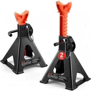 VEVOR Jack Stands, 3 Ton (6,000 lbs) Capacity Car Jack Stands Double Locking, 10.8-16.3 inch Adjustable Height, for Lifting SUV, Pickup Truck, Car and UTV/ATV, Red, 1 Pair