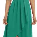 Maggy London Women's Women's Dresses Faux Wrap High-Low Dress with Pleat Details Event Occasion Date Guest of Wedding (Green)
