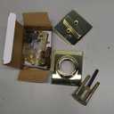 TICONN Double Front Door Handle Set, Heavy Duty Square Door Lever and Single Cylinder Deadbolt Combo for Side by Side Entrance Exterior Doors (Polished Brass)