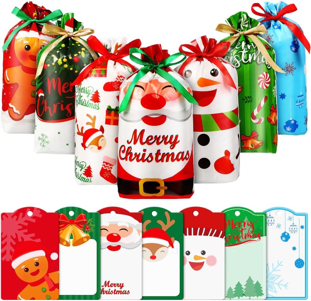 Bags 56pcs Christmas Drawstring Bags Christmas Party Favor Bags Christmas Treat Bags for Xmas Presents Party Favor Bag