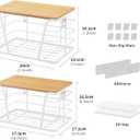 2 Pack Kitchen Organization for Onions,Potatoes - Fruit Basket for Kitchen Counter & Storage Basket,Stackable Storage Bins with Bamboo Top & Lightweight PP Mat,White