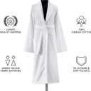 Classic Turkish Towels - Unisex Luxury Plush Velour Premium Cotton Bathrobe - Ultra Soft And Absorbent Long Robe (White)