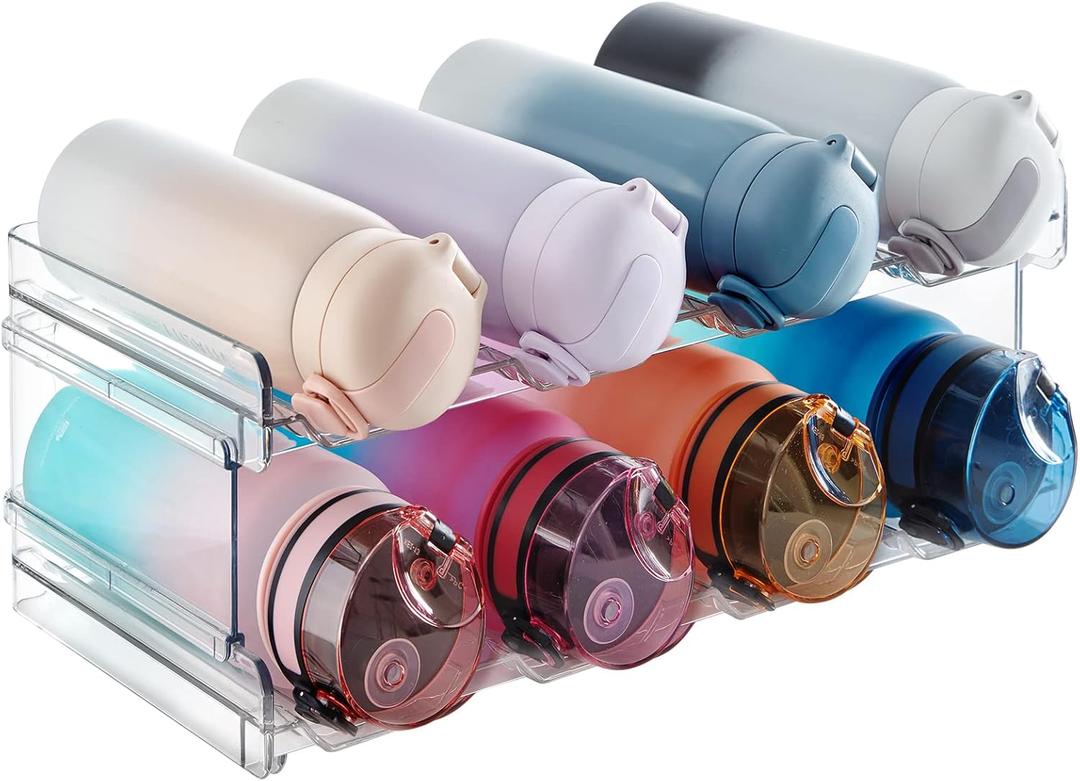 Lifewit Stackable Water Bottle Organizer for Cabinet, Plastic Bottle Holder Fits Bottles & Tumblers up to 3.8" Diameter, Pantry, Countertop & Fridge, 2 Tier Holds 8 Bottles Lifewit Stackable Water Bottle Organizer for Cabinet, Plastic Bottle Holder Fits Bottles & Tumblers up to 3.8" Diameter, Pantry, Countertop & Fridge, 2 Tier Holds 8 Bottles