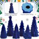 Bucherry 6 Pcs Christmas Ceramics Velvet Trees Set Christmas Table Decorations 3 Sizes Velvet Xmas Tree for Winter Holiday Table Centerpiece Decorations Mantel Decor Xmas Gifts(Blue)