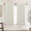 KOUFALL Short Linen Blackout Curtains 45 Inch for Small Windows, Boho RV Curtains for Camper Windows, Thermal Curtains for Kitchen Bedroom, Wide 52x45 Inches Long, Cream Beige