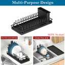 XYZLVSI Compact Small Dish Rack Sink Drying Rack with Silicone Mat, Stainless Steel Dish Drainer for Kitchen Cabinet, Kitchen Sink Rack,Dish Holder, Black