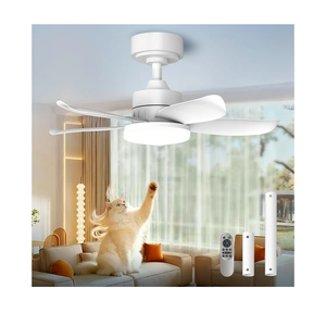 25 Inch White Ceiling Fan with Light and Remote, Modern Ceiling Fan, 6 Speed, Reversible, 3000k-6500k Dimmable LED, Quiet DC Motor for Indoor Outdoor