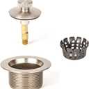 PF WaterWorks Lift Turn (Twist Close) Bathtub/Bath Tub Drain Assembly with Gasket - Coarse Thread 11.5 Threads Per Inch - Free Hair Catcher/Strainer to Eliminate Clogs;Brushed Nickel; PF0945-BN-LT-C