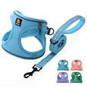 BELLA & PAL Step in Vest Harness for Small and Medium Dogs, No Pull Small Dog Harness with Leash Set, Comfortable Air Mesh Dog Vest Harness with Reflective Strip (Sky Blue, M)