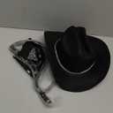 MEDOJO Cowboy Costume Outfit for Women Glitter Choker Necklace Cowboy Hat Buckle Belt Accessories Set for Halloween Cosplay Party