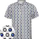 Men's Funny Golf Polo Shirts Quick Dry Blue Cartoon Short Sleeve Polo Shirts, XL