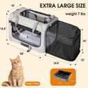 Extra Large Expandable Cat Carrier Soft Sided for Car, Portable Small Dog Carrier for 2 Cats, 24"x16.5"x16" Road Travel Folding Comfortable Design with Litter Box and Bowl