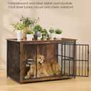 Feandrea Wooden Dog Crate Furniture, 48 Inches Heavy-Duty Kennel for Dogs up to 110 lb, with Double Doors and Enclosed Wood Base, Modern Pet Cage End Table Indoor, Rustic Brown
