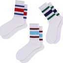 Forwe 3/5 Pairs Retro Crew Socks for Women Striped Socks Slouchy Sports Casual Tube Socks (One Size, Classic Multicolor 3pairs)