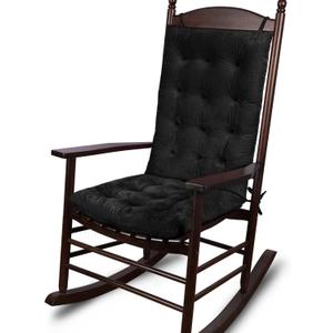 ELFJOY Rocking Chair Cushion Large Rocking Chair Pads with Ties Premium Tufted High Back and Seat Cushion 2 Piece Set Black