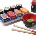 Sushi Slicing Play Food Set, Wooden Pretend Play Kitchen Toys for Kids 3+, Sushi Food Play Learning Toy for Girls Boys