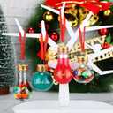 Jinei 24 Pieces Christmas Tree Fillable Hanging Ball Ornaments 50 ml Clear Plastic Fillable Light Bulb Ornament with Ribbon and Sticker for Home Christmas Holiday Party Decor