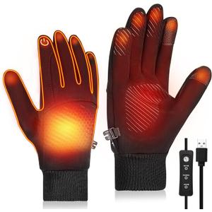 USB Heated Gloves, Warm Winter Heated Gloves with 3 Adjustable Temperature Non-Slip Electric Touchscreen Hand Warmers Work Unisex Washable Fleecing Glove for Men Women Outdoor Indoors