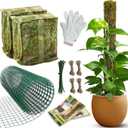 DUSPRO DIY Moss Pole Kit, Metal Moss Pole for Plant Monstera, Pothos, Philodendron, 1pc 8.6 x 6.5 ft Wire Moss Pole Mesh with Forest Moss, Cable Zip Ties, Gloves