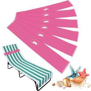 Towel Bands (6 Pack) - Stretch Beach Towel Clips for Beach Cruise Pool Chairs, Lounge Towel Holder Elastic, Cruise Ship Essentials (Pink)
