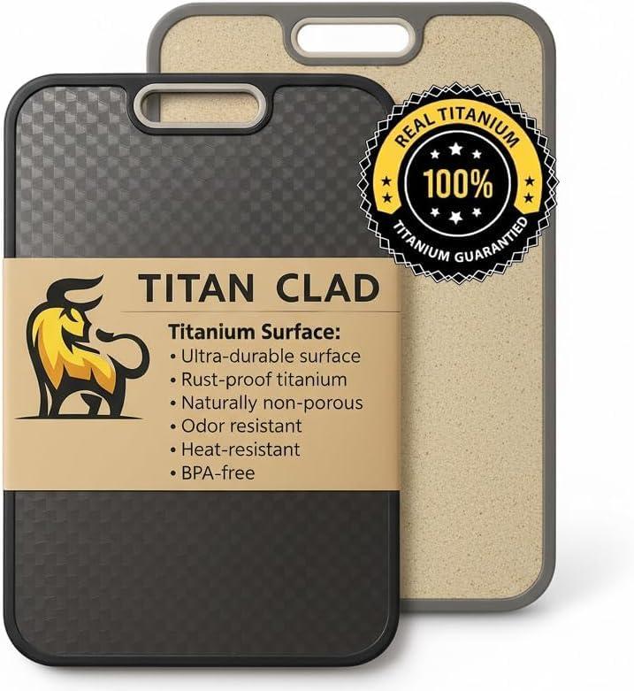 Titanium Cutting Board for Kitchen, Cutting Board Double Sided Food Grade, Pure Titanium and Wheat Straw PP, Scratch Resistant, Non Toxic Chopping Board, Dishwasher Safe, Easy to Clean Large Size