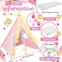 6 Pack Sleepovers Teepee Tent for Kids Bulk with Mattress Sheet Light,Natural Cotton Washable Indoor Play Tent for Birthday Slumber Party Girls Boys Pajama Movie Night Supplies(Pink, Purple, White), 61.81 x 25.98 x 7.09 inches