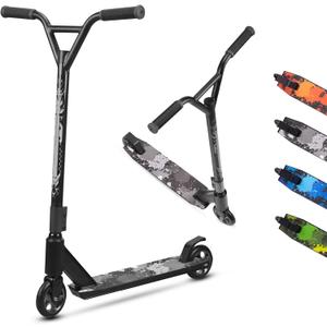 MEE GOO Pro Freestyle Stunt Scooter Trick Scooter Lightweight Alloy Deck Heavy-Duty Frame Bearing up to 220 LB for Intermediate and Beginner Skate Park ABEC-10 Bearings (Black)