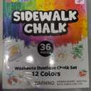 JOYIN 36 PCS Dustless Sidewalk Chalk for Kids with Holder, 12 Colors, NonToxic Washable Colored Chalk, School Supplies, Classroom Must Haves, Outdoor Toys