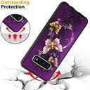 SAKUULO for Samsung Galaxy S10 Case, [Screen Protector + Kickstand] Purple Butterfly Design,Tire Texture Anti-Slip Shockproof Thin Protective Case for Samsung Galaxy S10 6.1 Inch (2019)