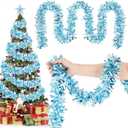 49.2 ft Christmas Tinsel Garland Blue and White Metallic Garland Light Blue Glittering Decoration for Valentine Birthday Wedding Party Easter Holiday Festivities Indoor Outdoor Home Supplies