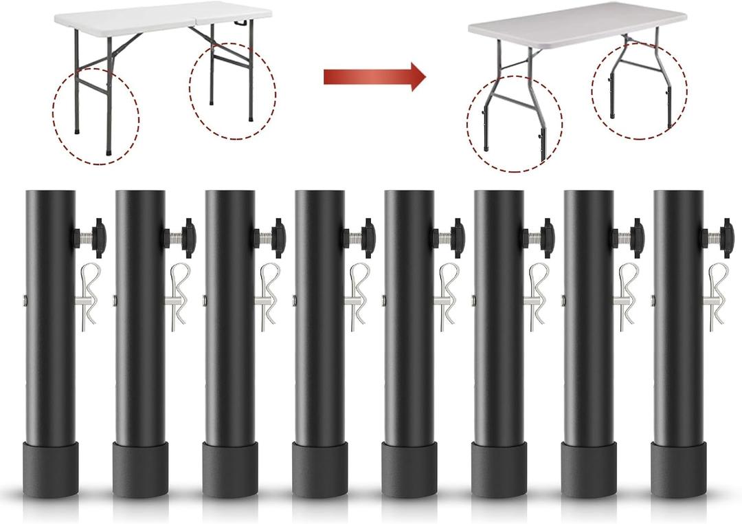 8-Pack Folding Table risers for Folding Tables Straight/Bent Leg, Durable Folding Table Leg Extensions 2 Levels/Heights Table Leg Extenders 3.6in/5.2in-All for Treating Your Back Pain