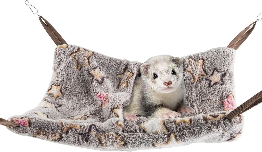 Niteangel Hanging Hammock Nap Sack Swing Bag Pet Sleeper for Ferret Rat Sugar Glider and Other Small Animals (Cream, Star) 23.8"L x 14.3"W x 23.8"Th