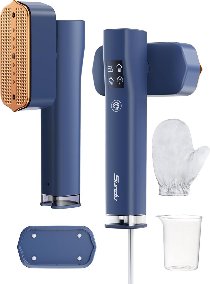 Steamer for Clothes,Sundu Portable 2 In 1Handheld Garment Steamer,15s Fast Heat-up,100ml Water Tank,Steamer Ironing Gloves,20 Minutes of Continuous Ironing Removes Wrinkle for Home,Office and Travel (Advanced Blue)