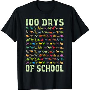 100 Days of School Dinosaur 100 Days Smarter 100th Day Kids T-Shirt Kids 8