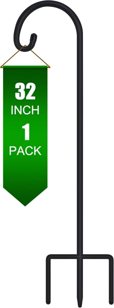 FEED GARDEN Adjustable 32 Inch Small Shepherd Hooks for Outdoor, Garden Hooks for Lanterns, Sheperd Hook for Hanging Plants, Bird Feeders, Solar Lights, Mason Jars, Weddings Decor, 1 Pack