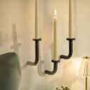 Black Modern Taper Candle Sconces : Set of 3 Iron Minimalist Wall Decor for Living Room - Metal Taper Wall Candle Holder for Home Narrow Corner Hallway