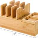 Fasmov Bamboo Charging Station, Charging Stand for Multiple Devices, Electronic Device Desktop Dock Stations Organizer, Cell Phone Docking Stations for Multi Laptop, Tablets, IPads, Watch, Earbuds
