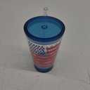 CafePress USA America Flag Patriotic 16 oz Insulated Straw Tumbler with Lid