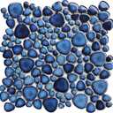 Cobalt Blue Pebble Tiles for Shower Floor Bathroom Floor Wall Mosaic Tile [Set of 5 Sheets]