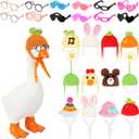 24pcs Desk Goose Outfits 7 Inch Mini Goose Hats with Sunglasses Mini Desk Knitting Outfits Hat Sunglasses for Magnetic Statue Table Decor