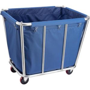 Laundry Cart Commercial/Home,10 Bushels Heavy Duty Large Stainless Steel Rolling Laundry Basket with Wheels，for Laundry/Toys/Sundries Organizer and Storage,260LBS Load