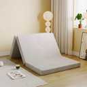 MLILY Ego 4 inch Tri Folding Memory Foam Mattress, Single Size Portable Guest Bed