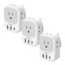 US to UK Plug Adapter 3 Pack, TESSAN Type G Adapter for Travel with 4 Outlets 3 USB Charger(1 USB C), Ireland Power Adaptor for USA to England London Scotland Dubai Singapore Hong Kong Qatar