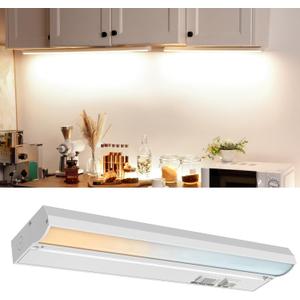 4 Pack 24" Hardwired Under Cabinet Lighting for Kitchen, 18W 1200LM, 3 Color Temperatures (3000K/4000K/5000K), Quick Install Under Counters Light for Cabinets, Workspaces, YT-4201B-24-4