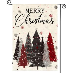 Colorlife Merry Christmas Garden Flag 12x18 Inch Double Sided Outside, Christmas Tree Snowflake Winter Holiday Yard Outdoor Decorative Flag