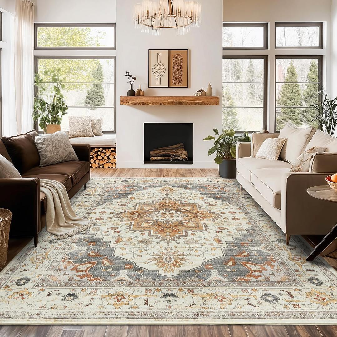 LAISE 8x10 for Living Room Washable Area Rug,Foldable Non-Slip Carpet