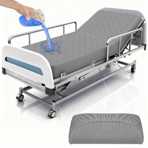 1Pack Hospital Bed Sheets with Elastic All Around for a Perfect Fit, Waterproof Sheets for Hospital Bed at Home, Reusable and Machine Washable, 36" x 84" x 14" (Floral-Grey)