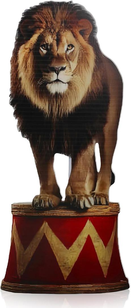 Roowest 5.3 Feet Circus Lion Stand up Cardboard Cutout Life Size Circus Carnival Theme Party Decoration Backdrop Photo Props Stand up Cardboard for VBS Carnival Clown Birthday Party Supply