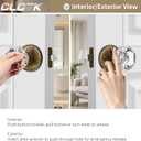 Glass Door Knobs Interior with Lock, Vintage Crystal Privacy Antique Brass Octagon Door Knobs for Bedroom Bathroom, 1 Pack
